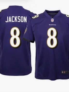 Nike On Field Ravens Lamar Jackson 8 Jersey Youth Medium Excellent Condition
